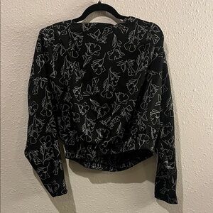 ASTR The Label Black White Abstract Print Blouse Women’s Large